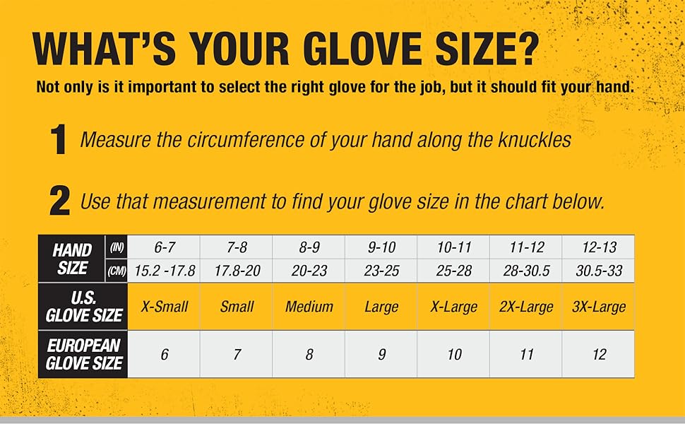 DEWALT Glove Sizing Chart