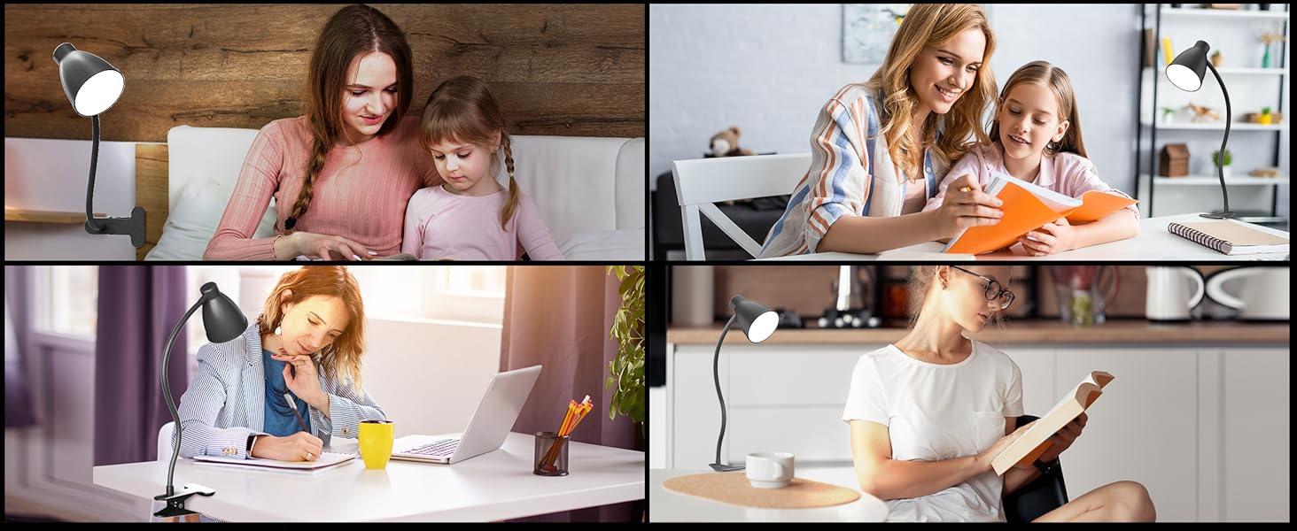 Desk Lamp Reading Light LED Clamp Lamp Flexible Gooseneck Clip on Light for Bed Bedside