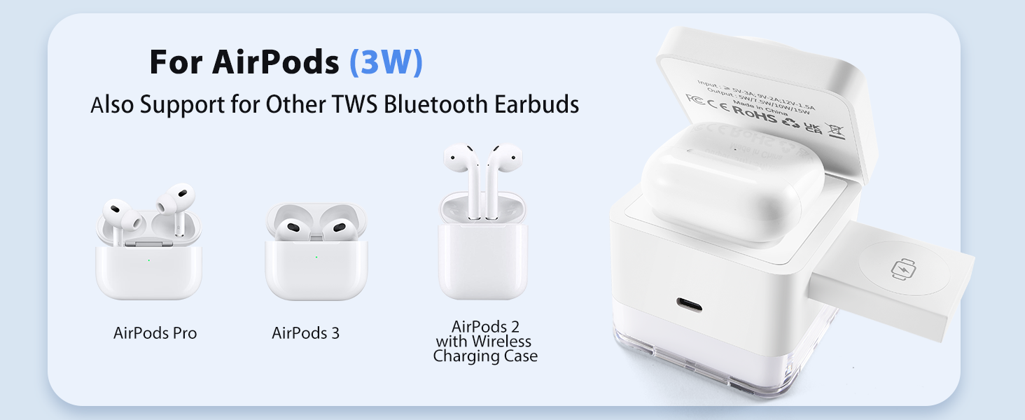 Wireless Charger Charging Station Cube 3 in 1 MagSafe Charger Stand for iPhone AirPods Apple Watch