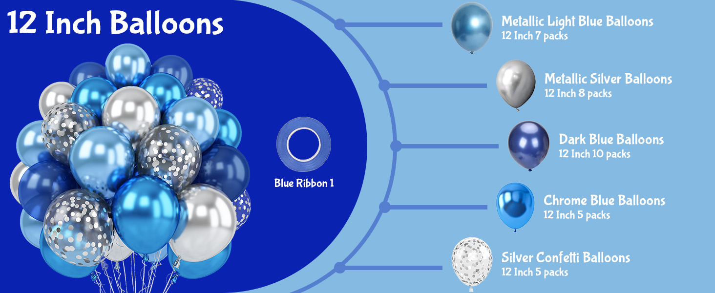 silver blue balloons