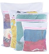 Vivifying Mesh Laundry Bags, 4pcs Durable Coarse Mesh Wash Bags with Zipper for Washing Machine, ...
