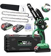 Mini Electric Chainsaw 6 inch, Goldsea Cordless Chainsaw with 2 Rechargeable Battery 21v and chai...