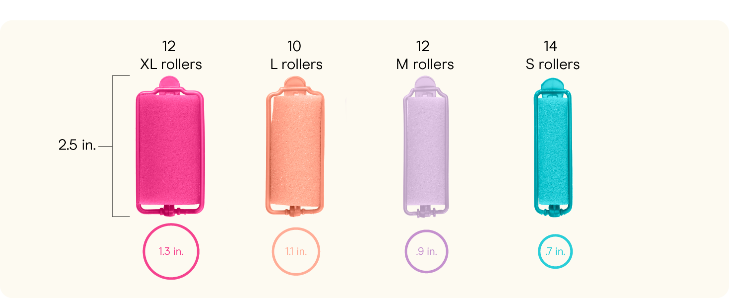 Conair hair curlers foam rollers short long overnight sponge built in clips soft 48 pack heatless