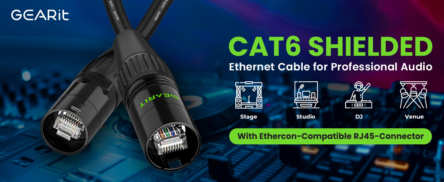GearIT Cat6 shielded ethernet cable Ethercon compatible