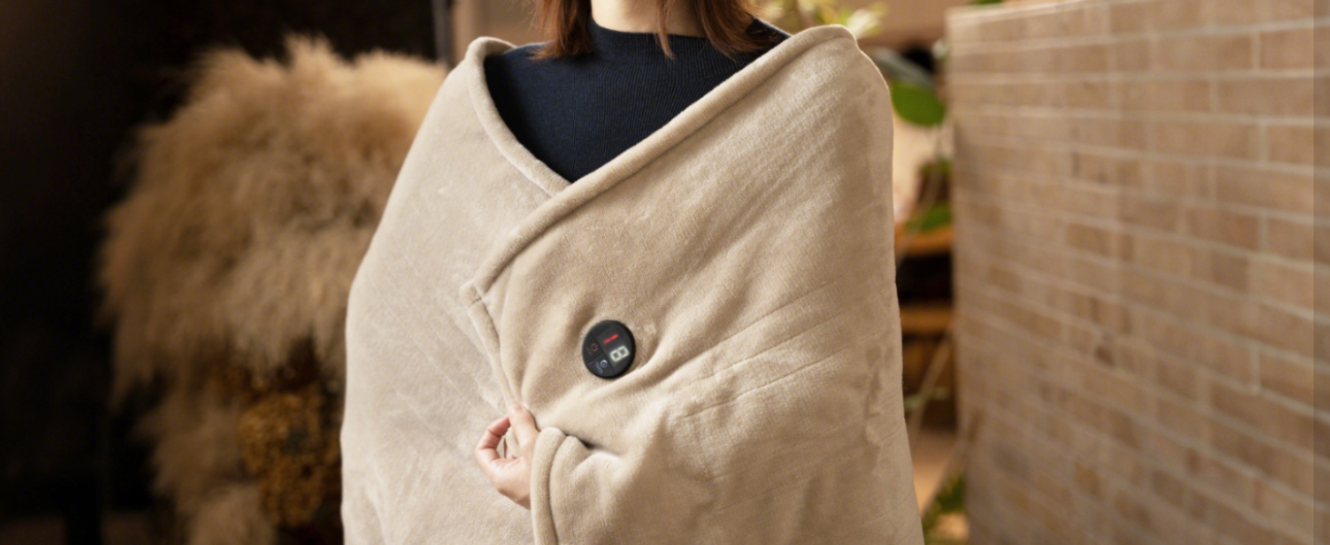 Built-in Button Heated Throw