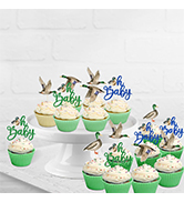 Duck Cupcake Toppers, Mallard Duck Cake Picks for Baby Shower, Welcome Baby Boy Toothpicks