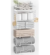 Towel Racks for Bathroom,Towel Rack Wall Mounted, 6 Tier Rolled Or Folded Towel Holder with Float...