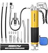 17-Piece Heavy Duty Grease Gun Kit: 14oz Grease Tube Flexible Hose Bearing Grease Pump 8000 PSI P...