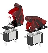 Malictele Red LED Lighted 3Pin ON/Off Toggle Switch with Red Aircraft Covered 12V DC 20A Heavy Du...