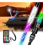 Yiswhis 4FT 360° Spiral Boat Stern Light Boat Anchor Light with Remote Control, Plug-in Base Boat...