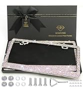 Shering 2 Pack Bling License Plate Frames for Women, Stainless Steel, 1200pcs Rhinestone Sparkly ...