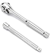 WRANIX 3/8" Drive Ratchet Wrench Set, 90T Quick-Release Reversible Ratchet, Cr-Mo Steel with 6" E...