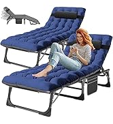 ABORON 3-in-1 Folding Patio Lounge Chair, 440LB Heavy-Duty Tri-Fold Guest Bed with Plush Cotton C...