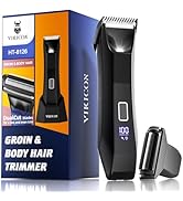 VIKICON 2-in-1 Manscape Trimmer &amp; Shavers for Men: No-Nick Full Body Electric Razor for Pubic, Ba...