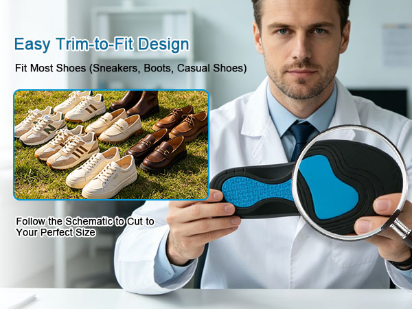 Pain Relief Insoles for Flat Feet - Arch Pain - Heel Pain -Work Boot Shoe Insole
