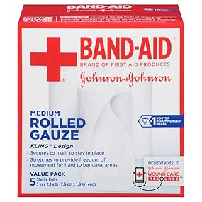 BAND-AID Brand of First Aid Products Rolled Gauze, 3 Inches by 2.1 Yards, 5 Count Value Pack