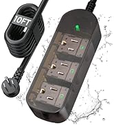 Outdoor Power Strip Weatherproof, Transparent IPX6 Waterproof Surge Protector with 3 Wide Outlets...
