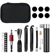 Bike Repair Tool Kit, Bicycle Multi-Tool Kit with Mini Pump, Ratchet Wrench | Compact Tool Set wi...