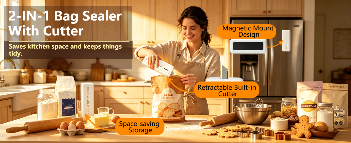 mini bag sealer cutter magnet portable snack mini resealer magnetic fridge chip bag sealer