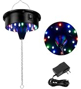 Rotating Disco Ball Motor with Light: Battery Operated 6 RPM Hanging Mirror Ball Spinner - 18RGBW...