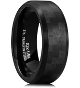 King Will Carbon Fiber Wedding Ring for Men Women-2-8mm Wdith Black/Sliver/Gold/Gray Plated Weddi...