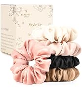 YANIBEST 5 Count Satin Silk Scrunchies for Women - Shimmer Satin Hair Ties, No Damage Cute Scrunc...