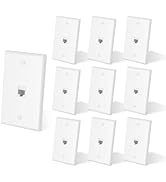 ZoeRax 10-Pack Ethernet Wall Plate Outlet, Single Gang Matte Keystone Wall Plate with RJ45 Keysto...