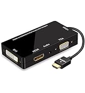 ConnBull 4-in-1 HDMI Adapter, Synchronous HDMI to VGA DVI HDMI Display Converter with Audio, 1080...