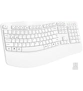 EDJO Ergonomic Wireless Keyboard for Large Hands, with Wrist Rest, Wave Keys, 2.4GHz Full Size Er...