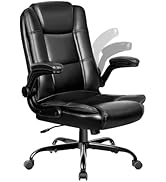 Office Chair - Ergonomic Leather Office Chair Computer Desk Chair, Comfortable High Back Office C...