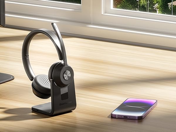 wireless headset with noise cancaeling microphone