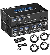 USB 3.0 KVM Switch HDMI 4 Computer 1 Monitor 8K 4K 120Hz VRR G/Sync HDCP Bypass Atmos IR Remote -...