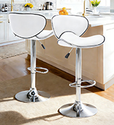 Vogue Furniture Direct PU Leather Adjustable Bar Stools, Modern Swivel Airlift Barstools with Bac...