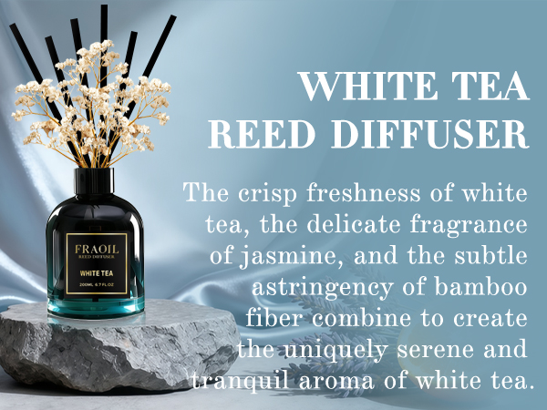 White Tea Reed Diffuser Set For Bathroom Shelf House Bedroom Office Decor