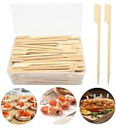 PEOUWNES 200 Pcs Bamboo Skewers for Appetizers, 4.7 Inch Toothpicks with Storage Box, Cocktail Pi...