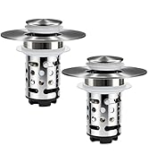 Upgraded 3 in 1 Bathroom Sink Drain Strainer, Universal Pop Up Stopper with Removable Stainless S...