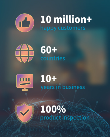 davvision brand: 10 million + sales, 60+ countries, 10 years of experience, 100% inspection