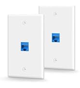 VCE Ethernet Wall Plate (UL Listed), 1-Port Keystone Jack Wall Plate with RJ45 Keystone Inline Co...