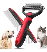 Tpotato Deshedding Pet Brush for Long Haired Dogs Cats,Undercoat Shedding Rake for Dematting Deta...