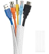 Delamu 10ft - 1/2 inch Cable Sleeve Cord Protector from Pets No Chew, Split-Braided PVC Wire Loom...