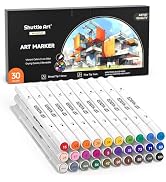 Shuttle Art 30 Colors Dual Tip Art Markers Permanent Marker Pens Highlighters Perfect for Illustr...