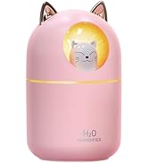 Small Humidifier Cute Portable Cool Mist Humidifier 300ML 7 Color Night Light USB Air Humidifier ...