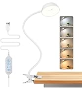 Clip on Lamp 10-Level Dimming &amp; 5 Color Modes LED Book Light, Flexible Reading Light with Clamp f...