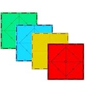 Large Magnetic Tiles Set 4 Piece Square Shape Building Blocks for STEM Learning &amp; Fun Kit for Kid...