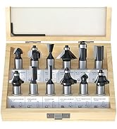 FivePears Tungsten Carbide Router Bits - 12 Piece Router Bit Set with 1/2-Inch Shank for Doors,Ta...