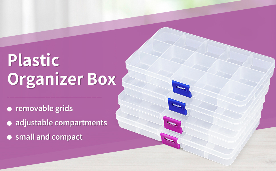 15 gird adjustable compartment plastic organizer box