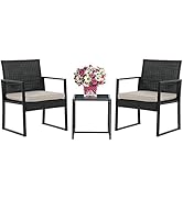 FDW 3 Piece Patio Set Outdoor Furniture Wicker Patio Furniture Chairs Bistro Set Rattan Conversat...