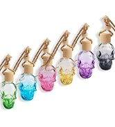 WMugthome 6 PCS Small Skull Glass Refillable Liquid Bottle with Hanging Wooden Cap Soft Stopper a...
