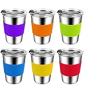 ShineMe Kids Cups with Lid, 12oz Stainless Steel Drinking Cups with Sleeves and Spill Proof Lid, ...