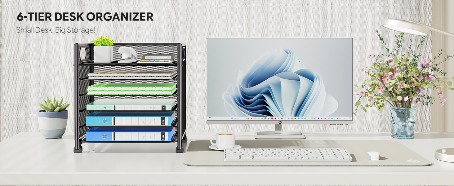 6-Tier Metal File Organizer with Handle